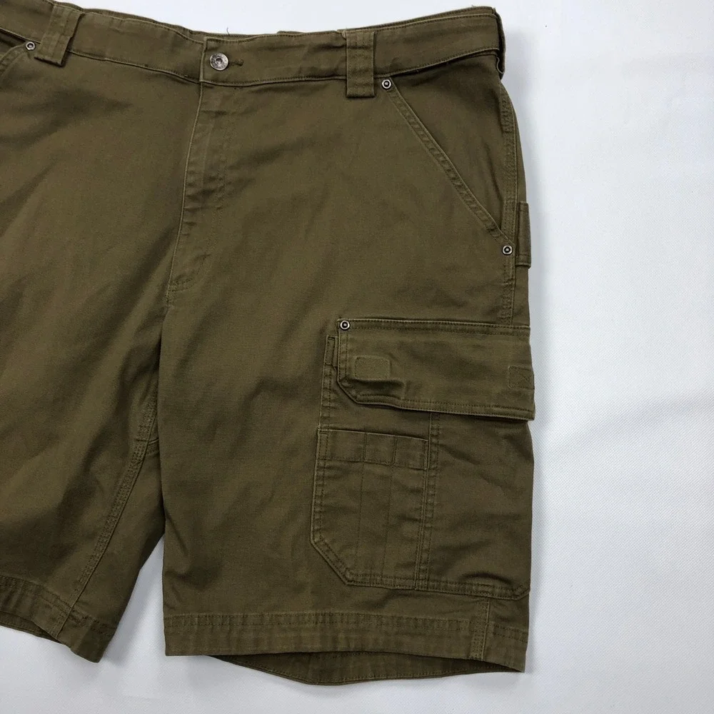 Duluth Trading Co Coolmax Flex Firehose Cargo Shorts Olive Mens 44 Relaxed Fit